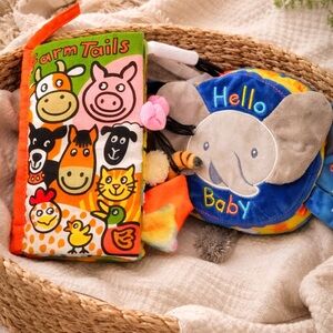 Soft Baby Books Bundle | Farm Tails + Hello Baby Plush Sensory Books